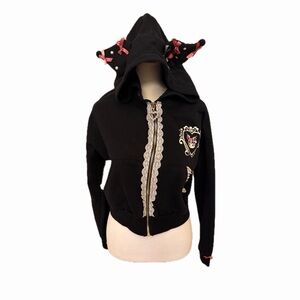 Kuromi Sanrio Lace Ribbon Crop Hoodie Women's/Junior's Size Small